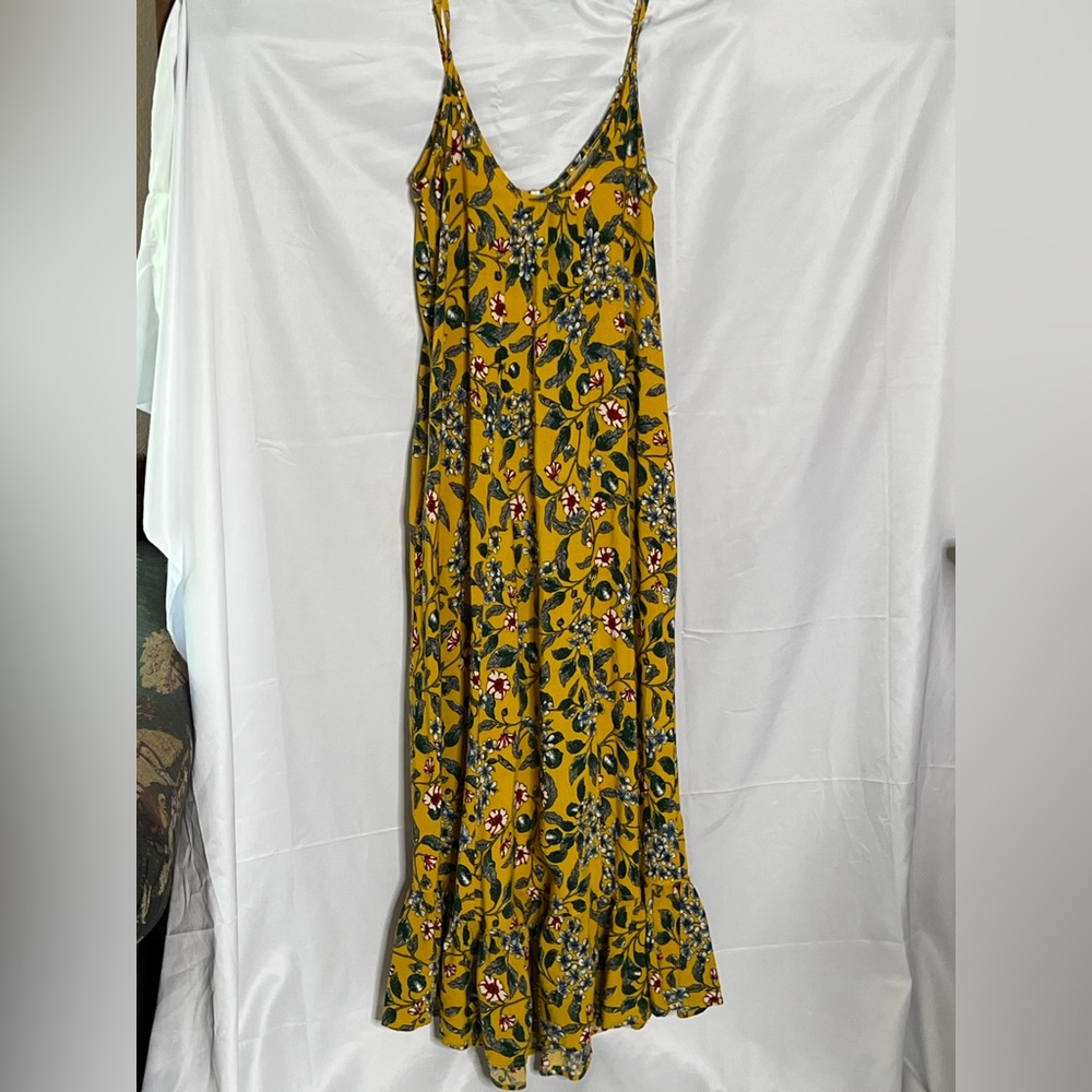 Buenos Ninos Maxi Floral Mustard Ruffle Hemline Sundress - Picture 3 of 16